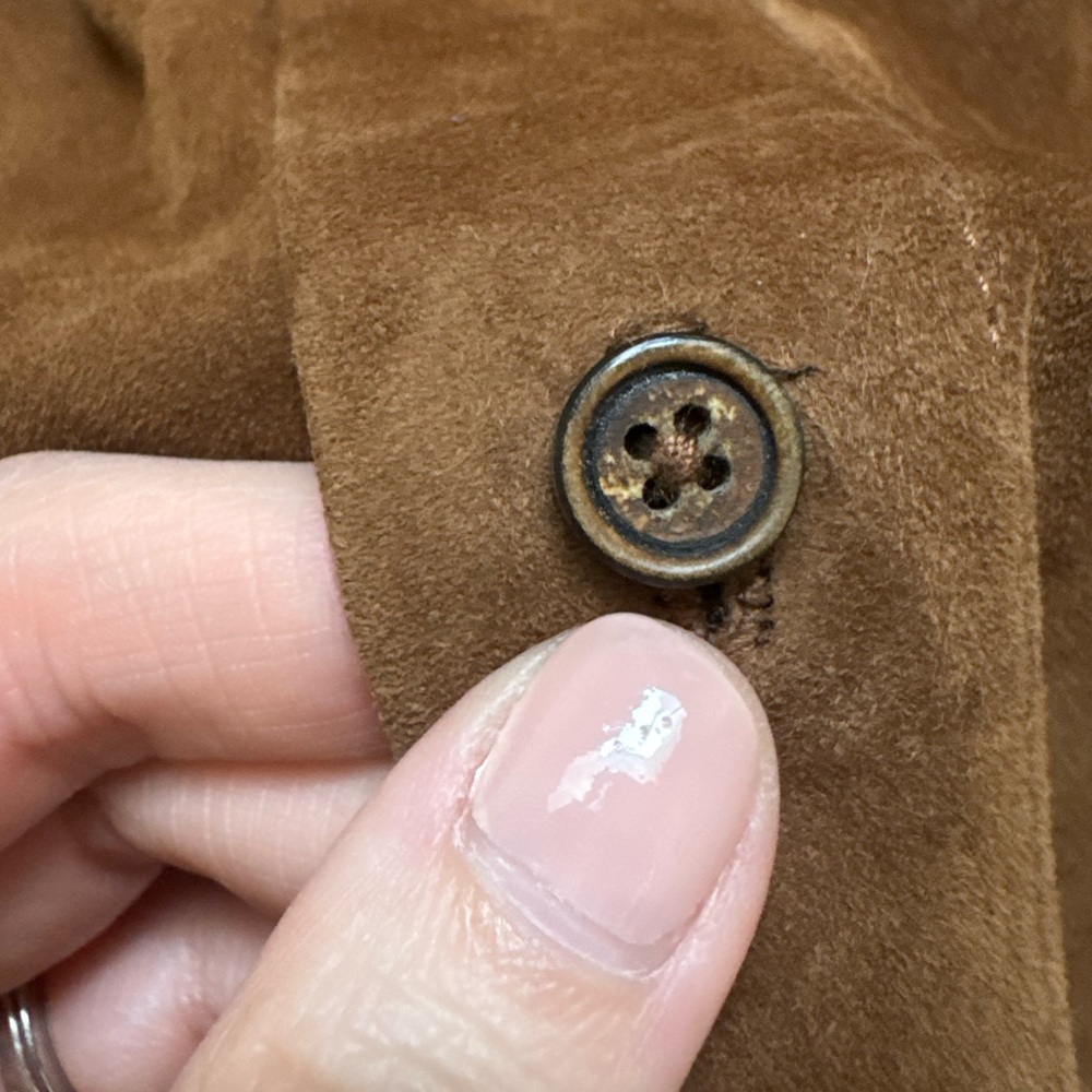 Vintage Ralph Lauren 100% Suede Leather Button-Down Blouse - Picture 9 of 10